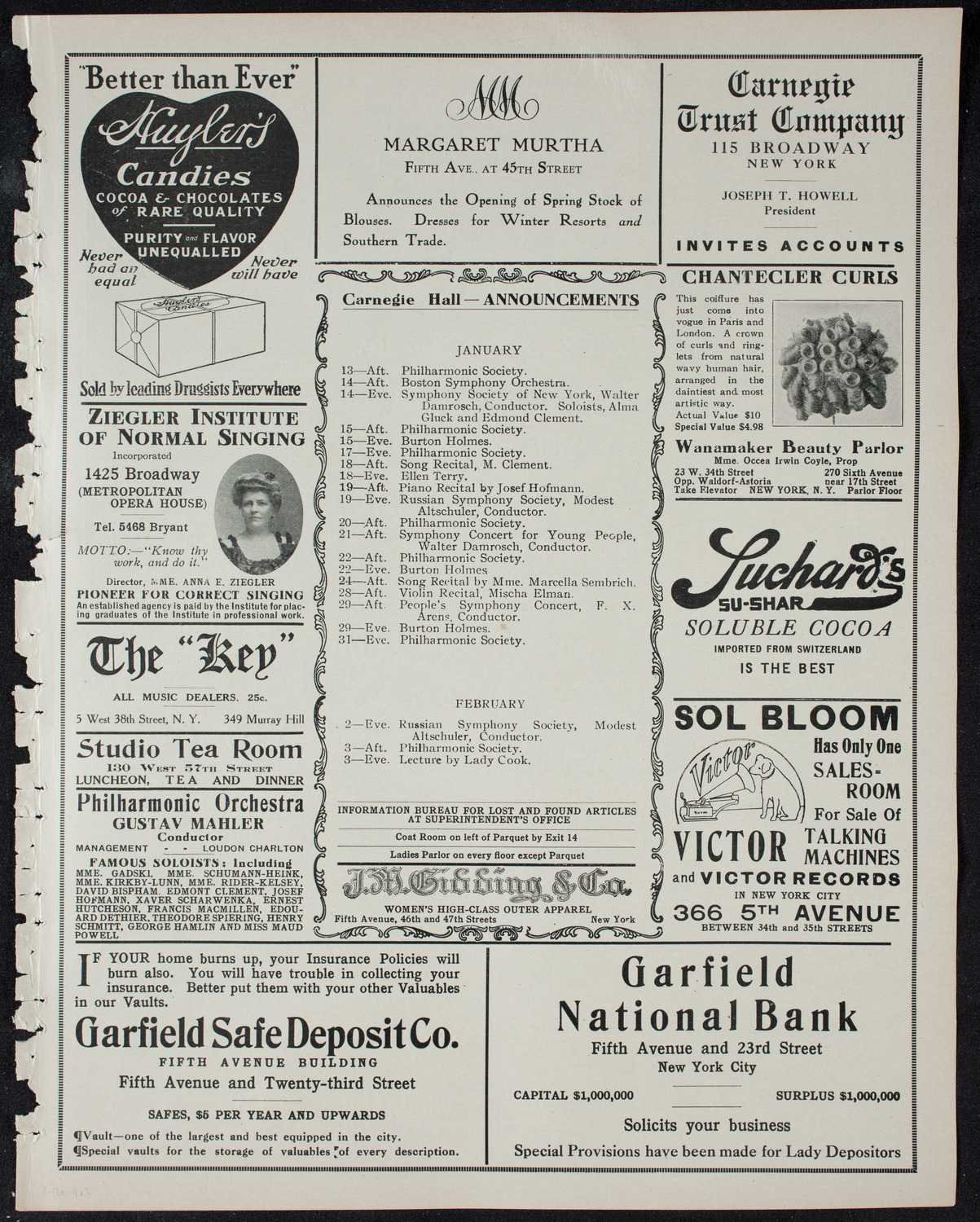 Boston Symphony Orchestra, January 12, 1911, program page 3