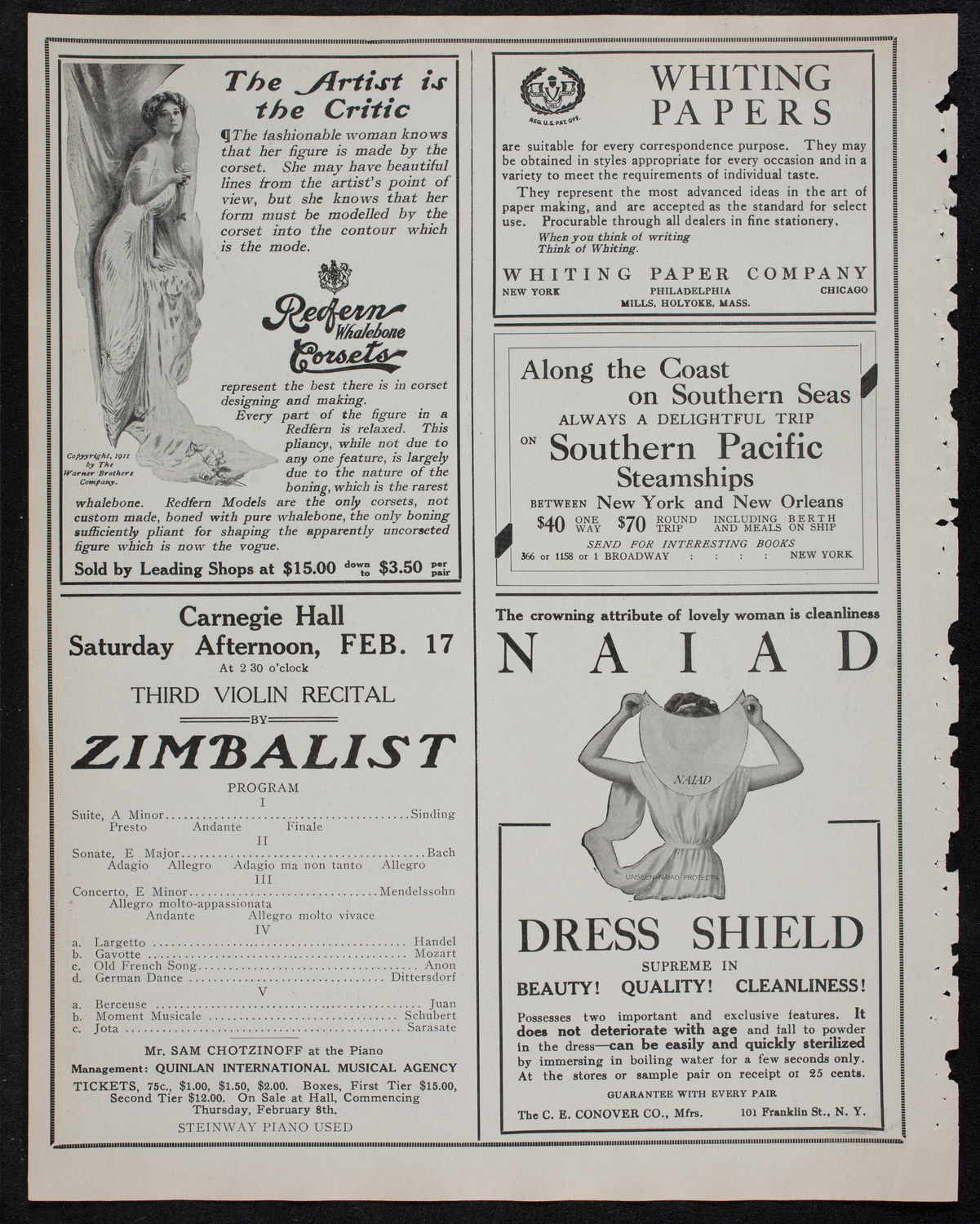 New York Philharmonic, February 8, 1912, program page 2