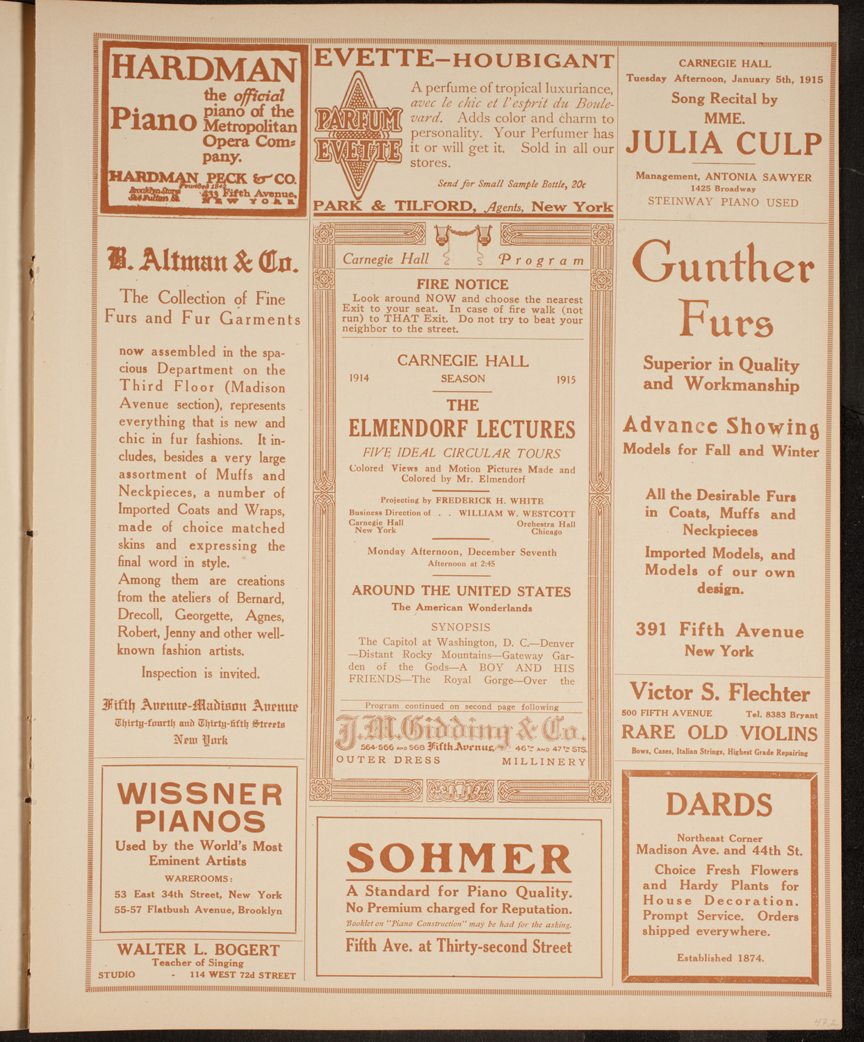 Elmendorf Lecture: Around the United States, December 7, 1914, program page 5