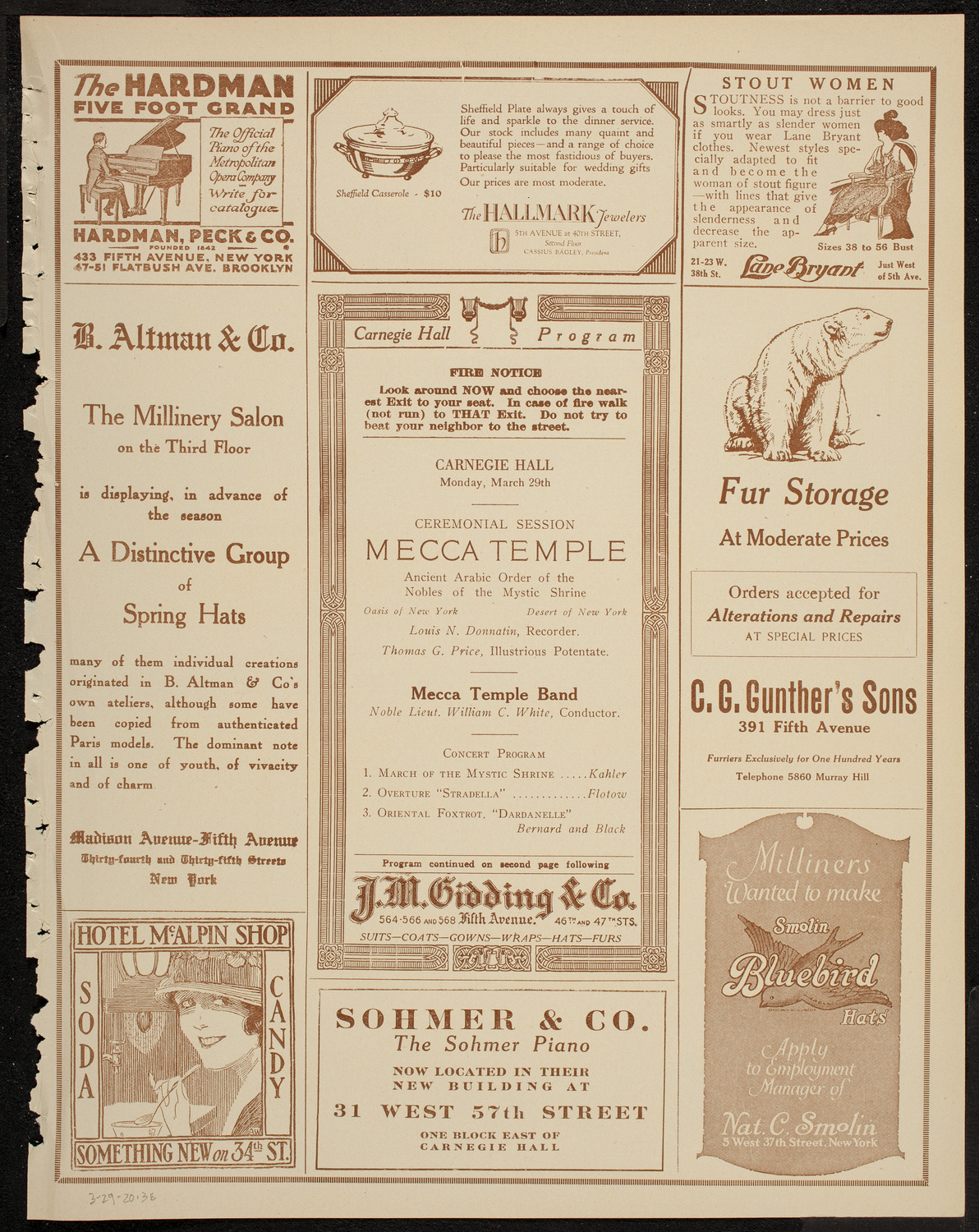 Mecca Temple Ceremonial Session, March 29, 1920, program page 5