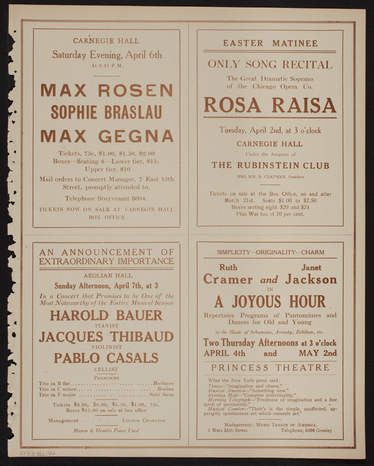 Oratorio Society of New York, March 28, 1918, program page 11