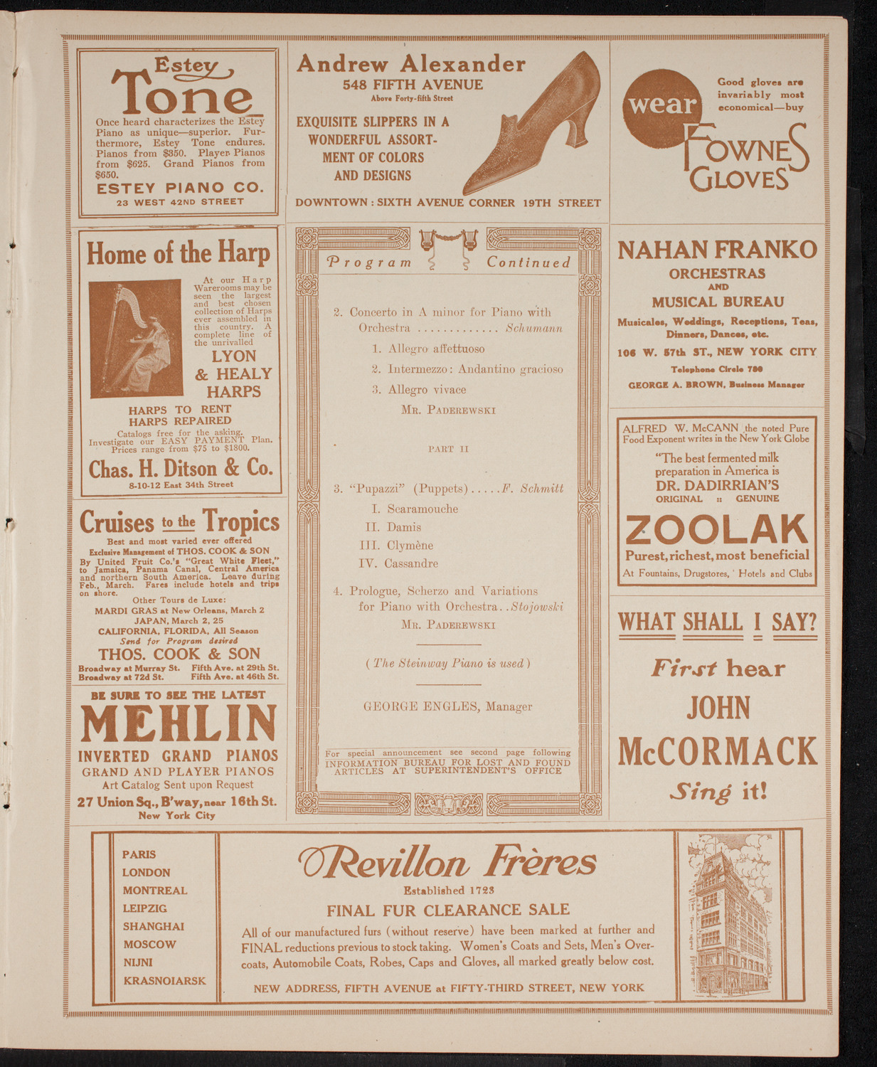 New York Symphony Orchestra, March 2, 1916, program page 7