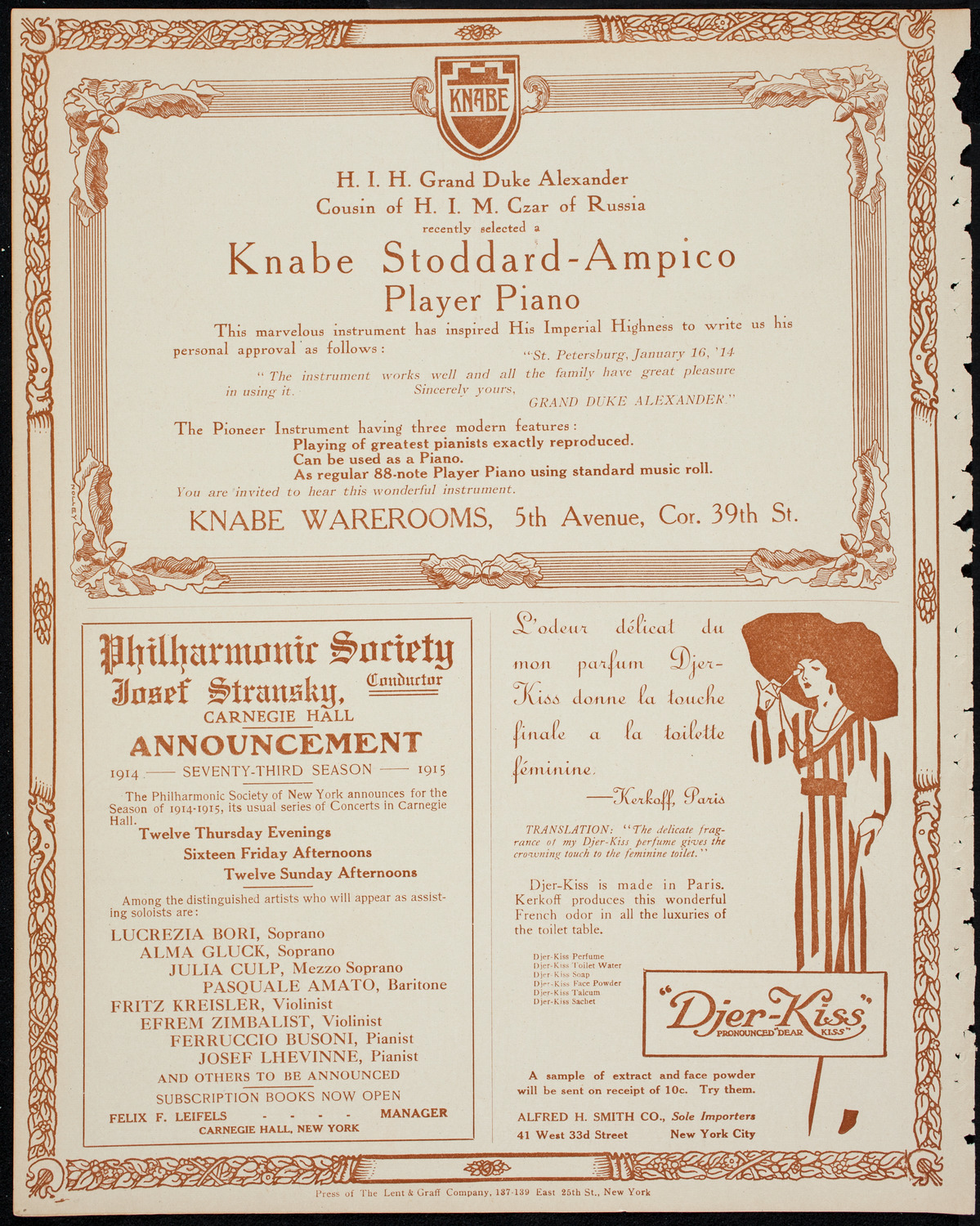 Josef Hofmann, Piano, and Mischa Elman, Violin, April 17, 1914, program page 12