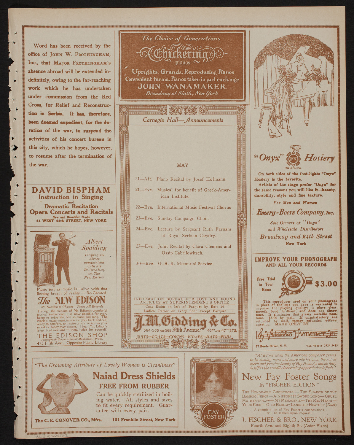 St. Mark's Methodist Episcopal Choir, May 20, 1918, program page 3