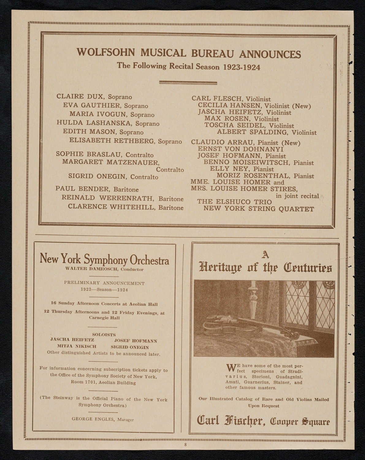 Concert under the Auspices of Hazomir, May 13, 1923, program page 8