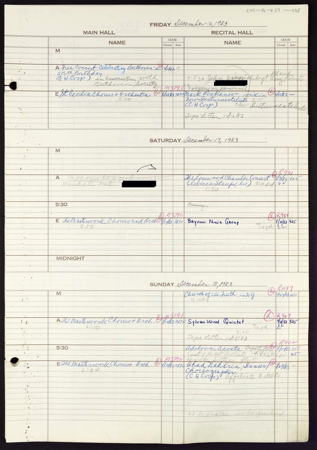 Carnegie Hall Booking Ledger, volume 29, page 35