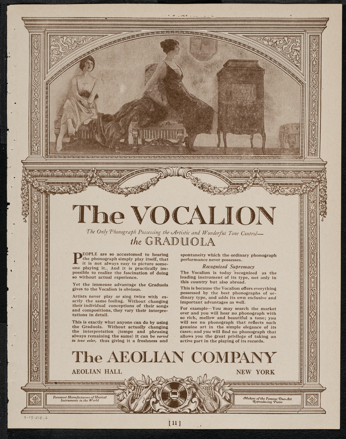Alfred Mirovitch, Piano, May 13, 1921, program page 11