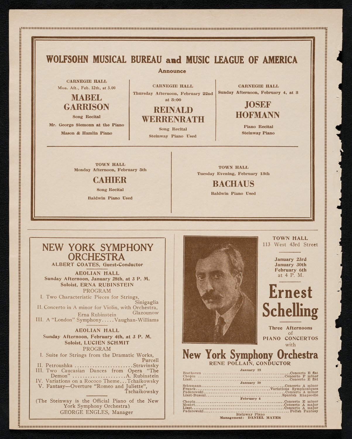 New York Symphony Orchestra, January 25, 1923, program page 8