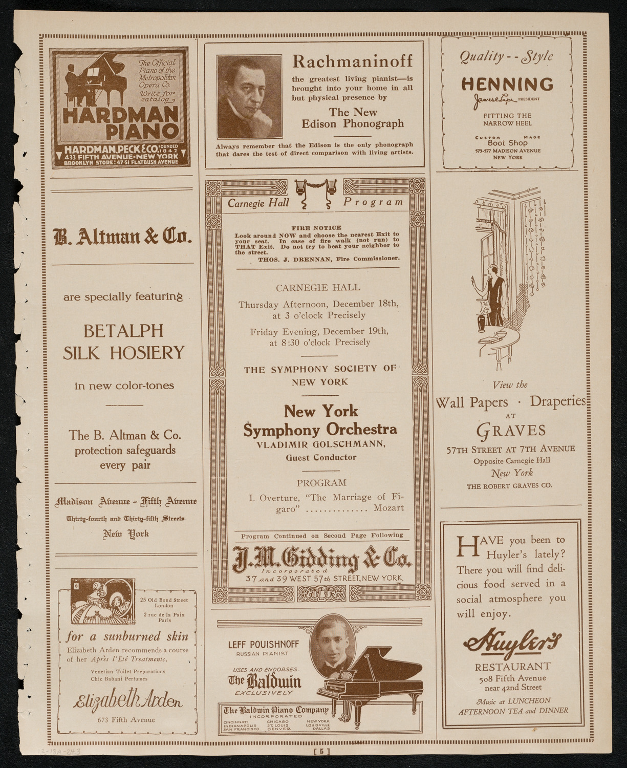 New York Symphony Orchestra, December 18, 1924, program page 5