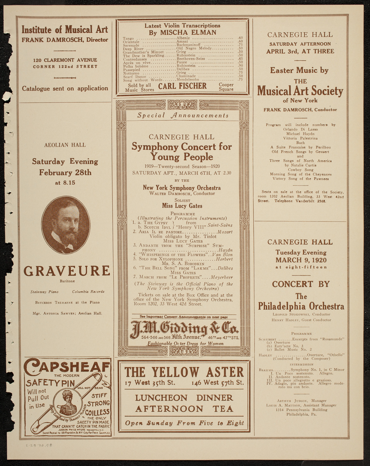 Fritz Kreisler, Violin, February 28, 1920, program page 9