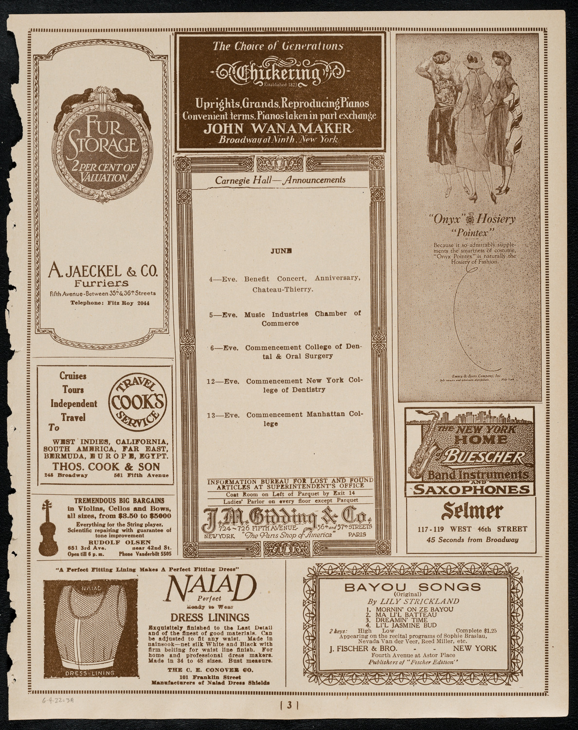 Meeting: Knights of Pythias, June 4, 1922, program page 3