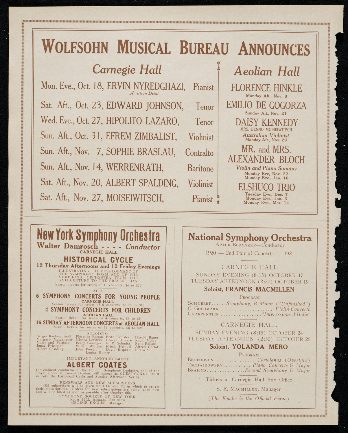 Benefit: St. Joseph's Summer Institute, October 15, 1920, program page 8