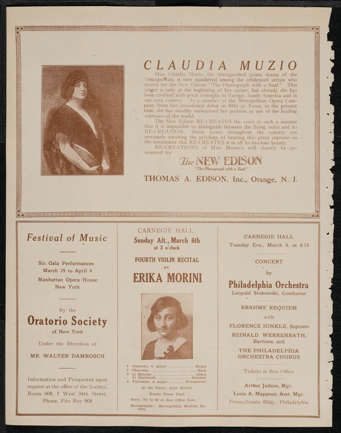 New York Philharmonic, March 4, 1921, program page 2