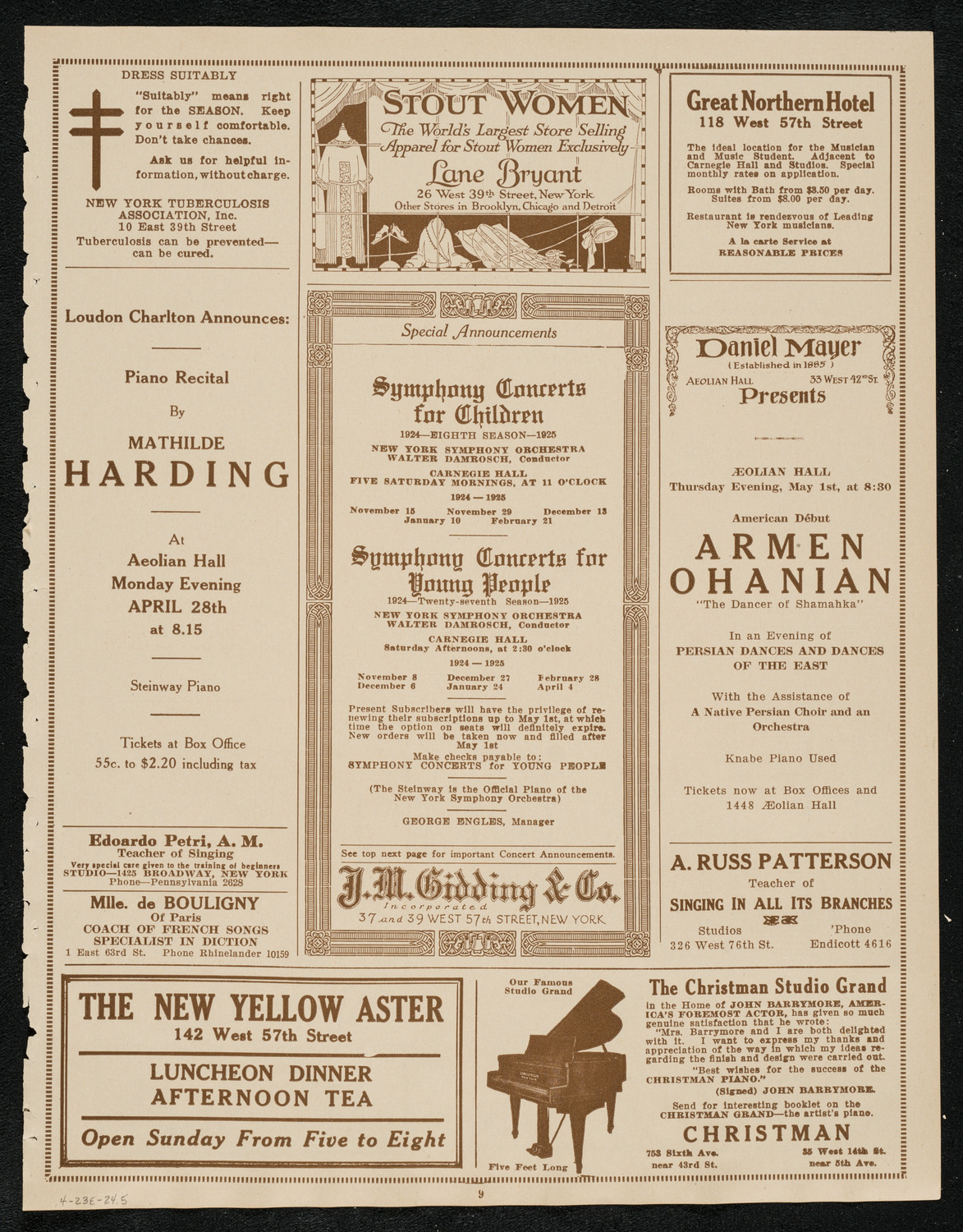 Isa Kremer, Soprano, Abracha Konevsky, Violin, Sara Sokolsky-Fried, Piano, and Josef Rosenblatt, Tenor, April 23, 1924, program page 9