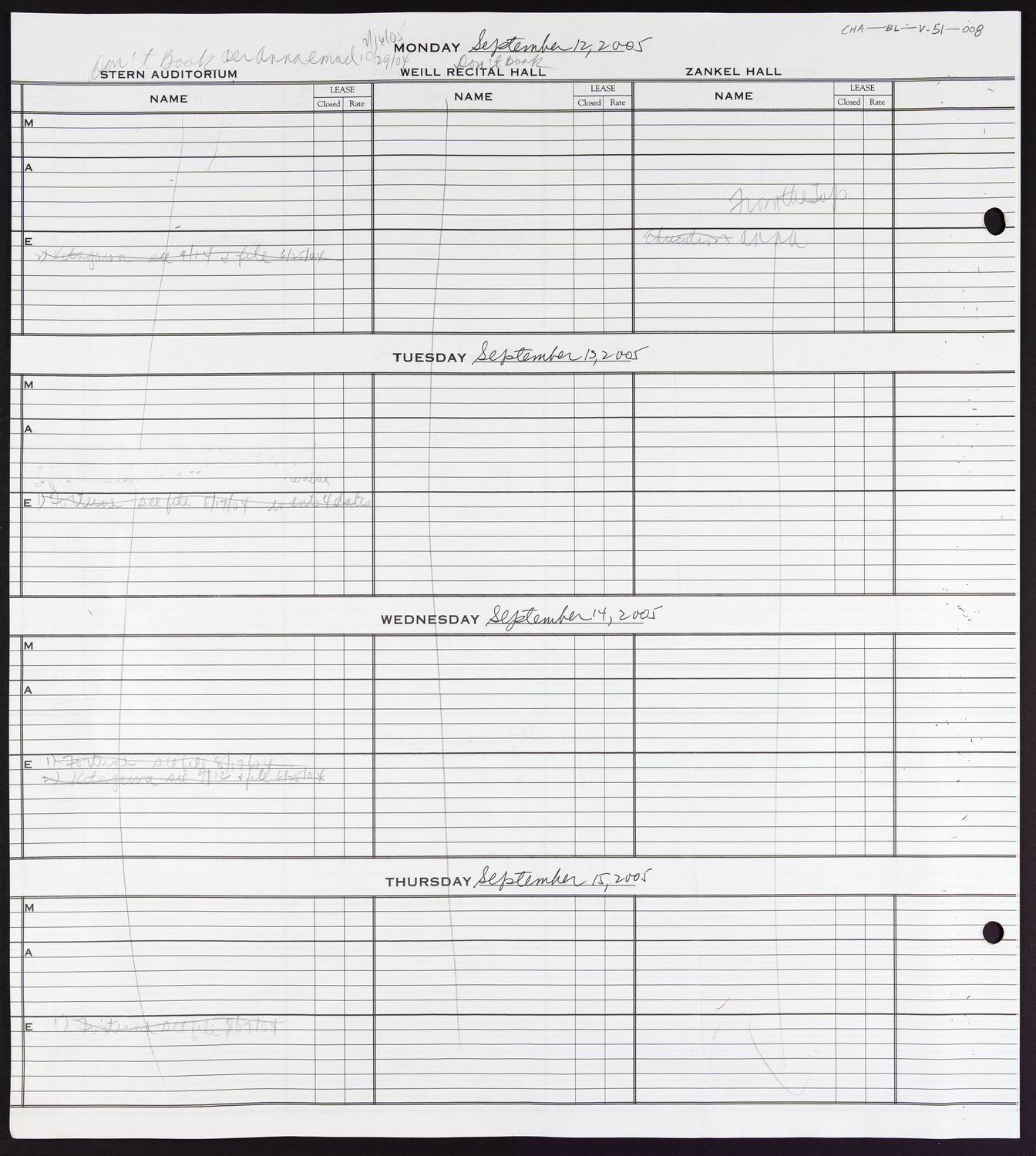 Carnegie Hall Booking Ledger, volume 51, page 8