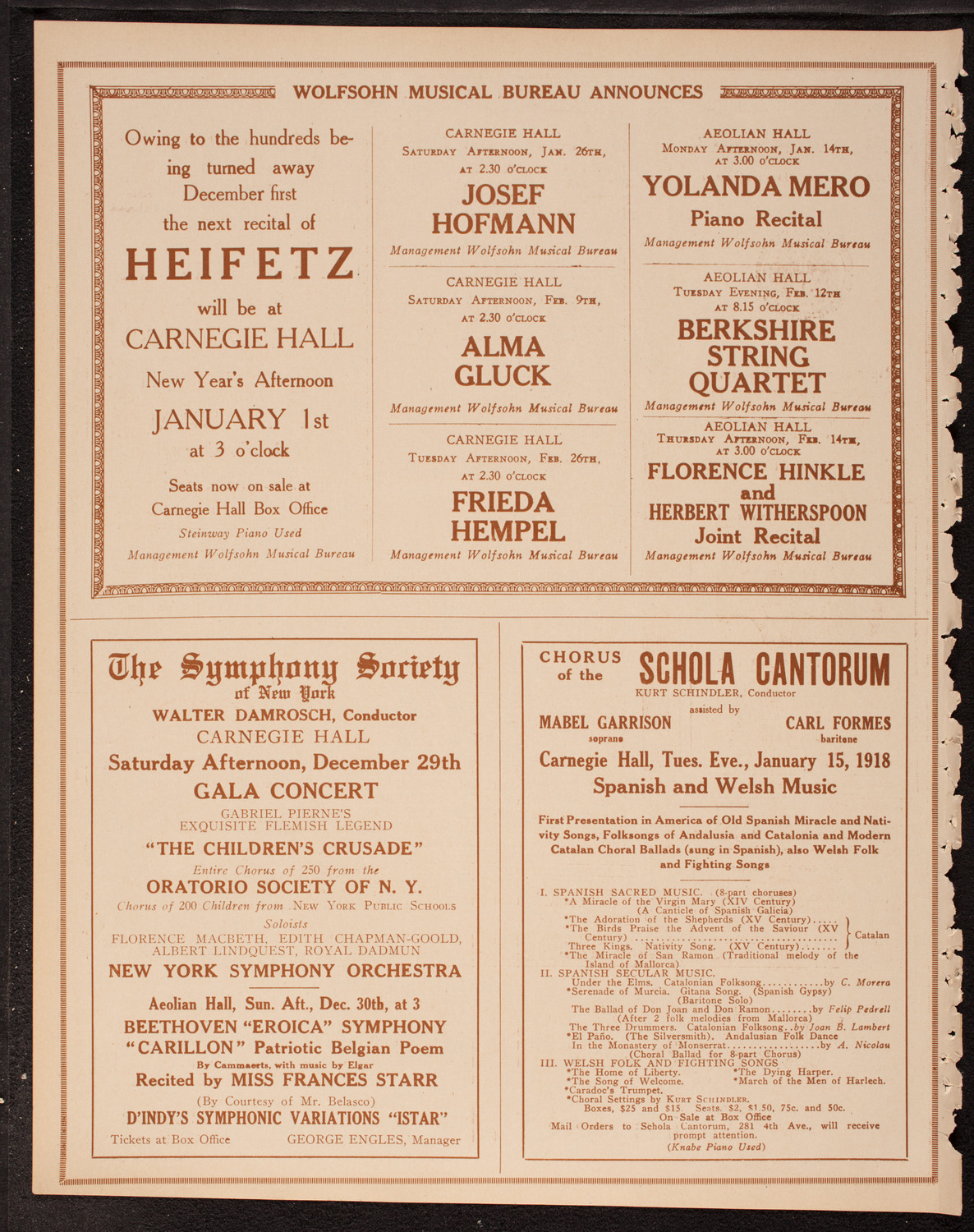 Oratorio Society of New York, December 27, 1917, program page 8