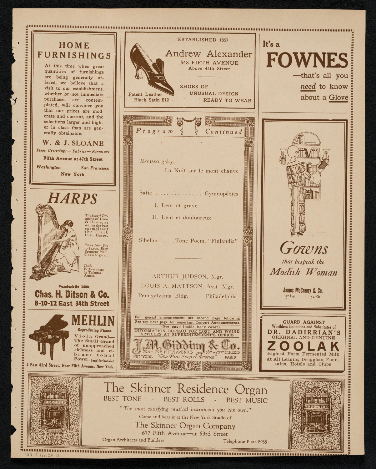 Philadelphia Orchestra, February 6, 1923, program page 7