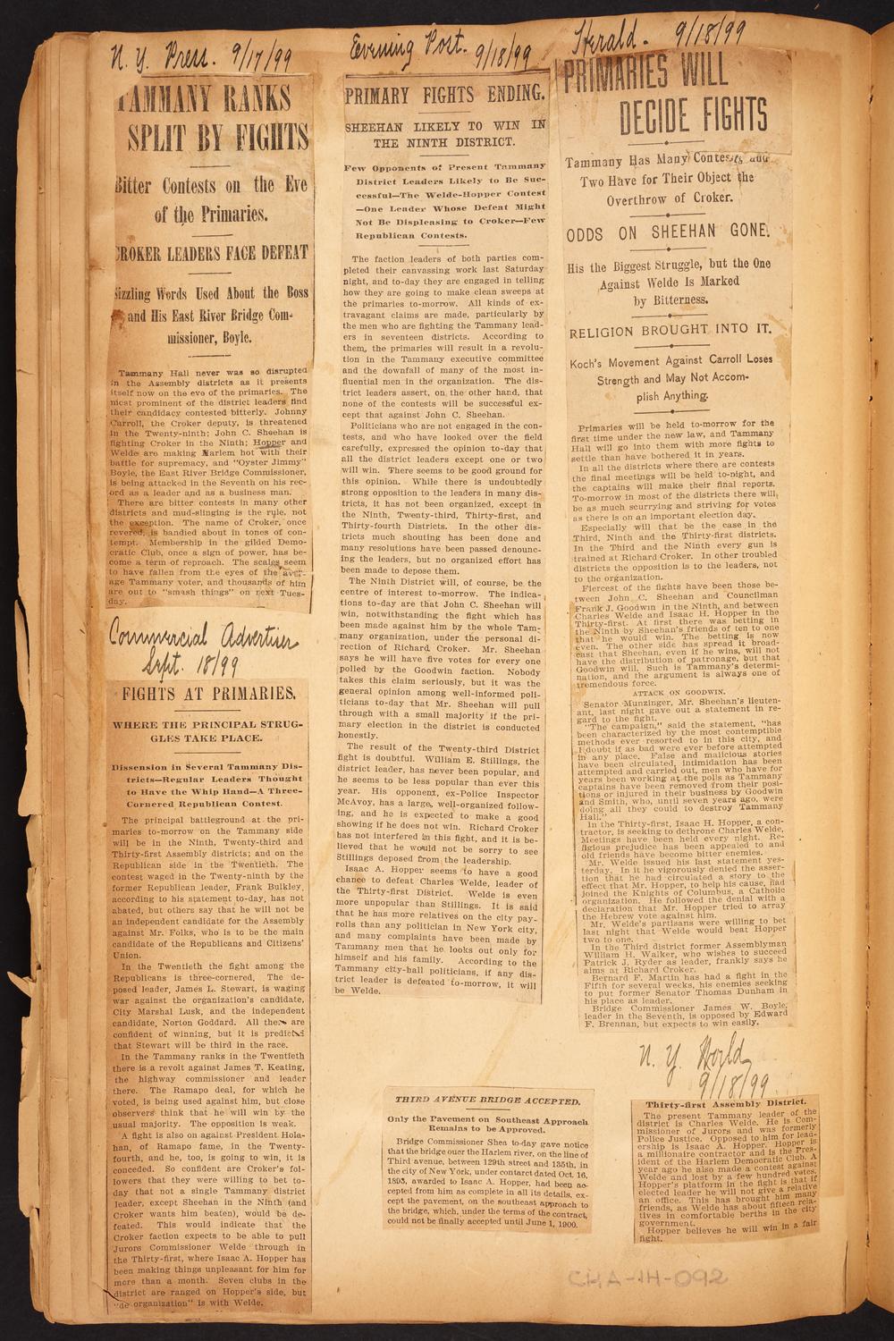 Isaac Hopper Scrapbook, page 92: 1899