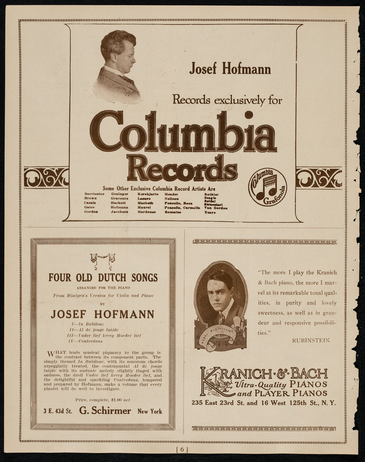 Josef Stopak, Violin, January 14, 1922, program page 6
