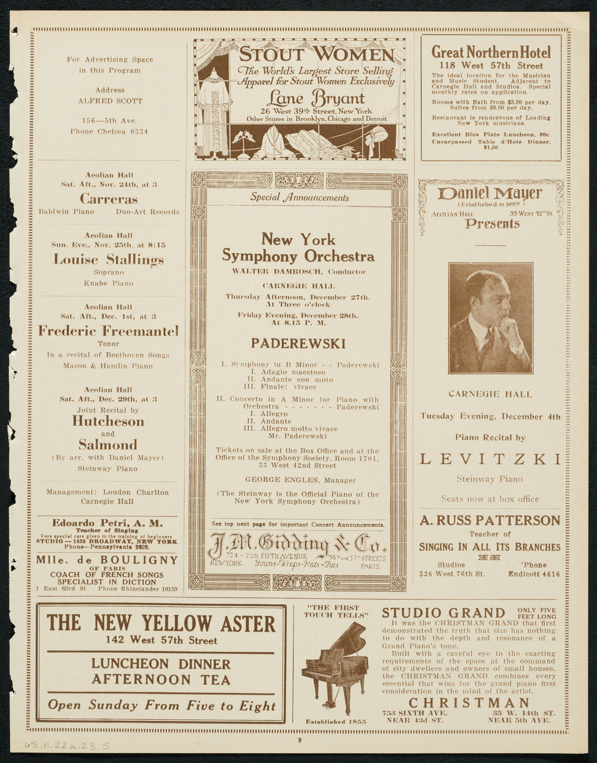 New York Symphony Orchestra: Beethoven Cycle, November 22, 1923, program page 9