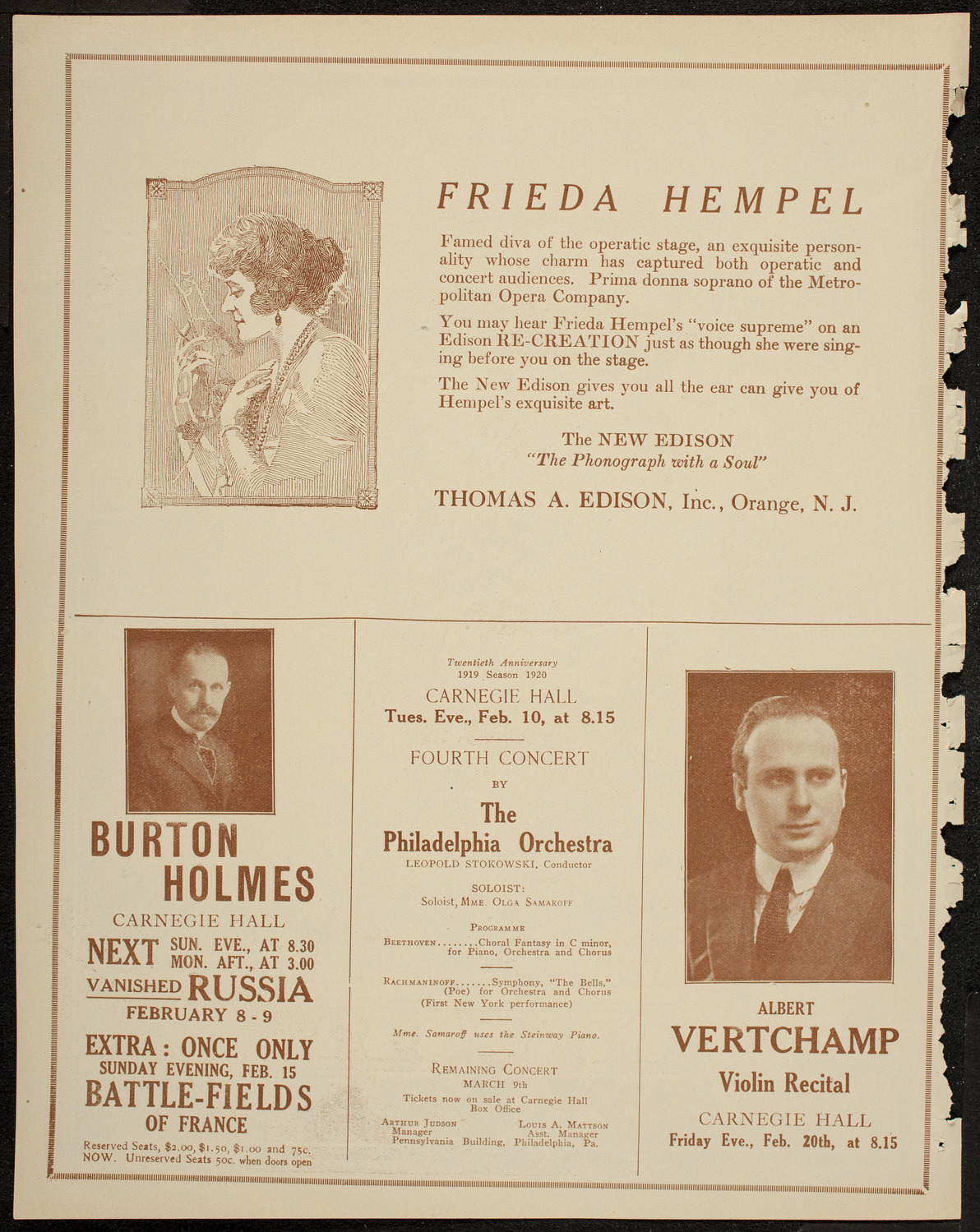New York Philharmonic, February 6, 1920, program page 2