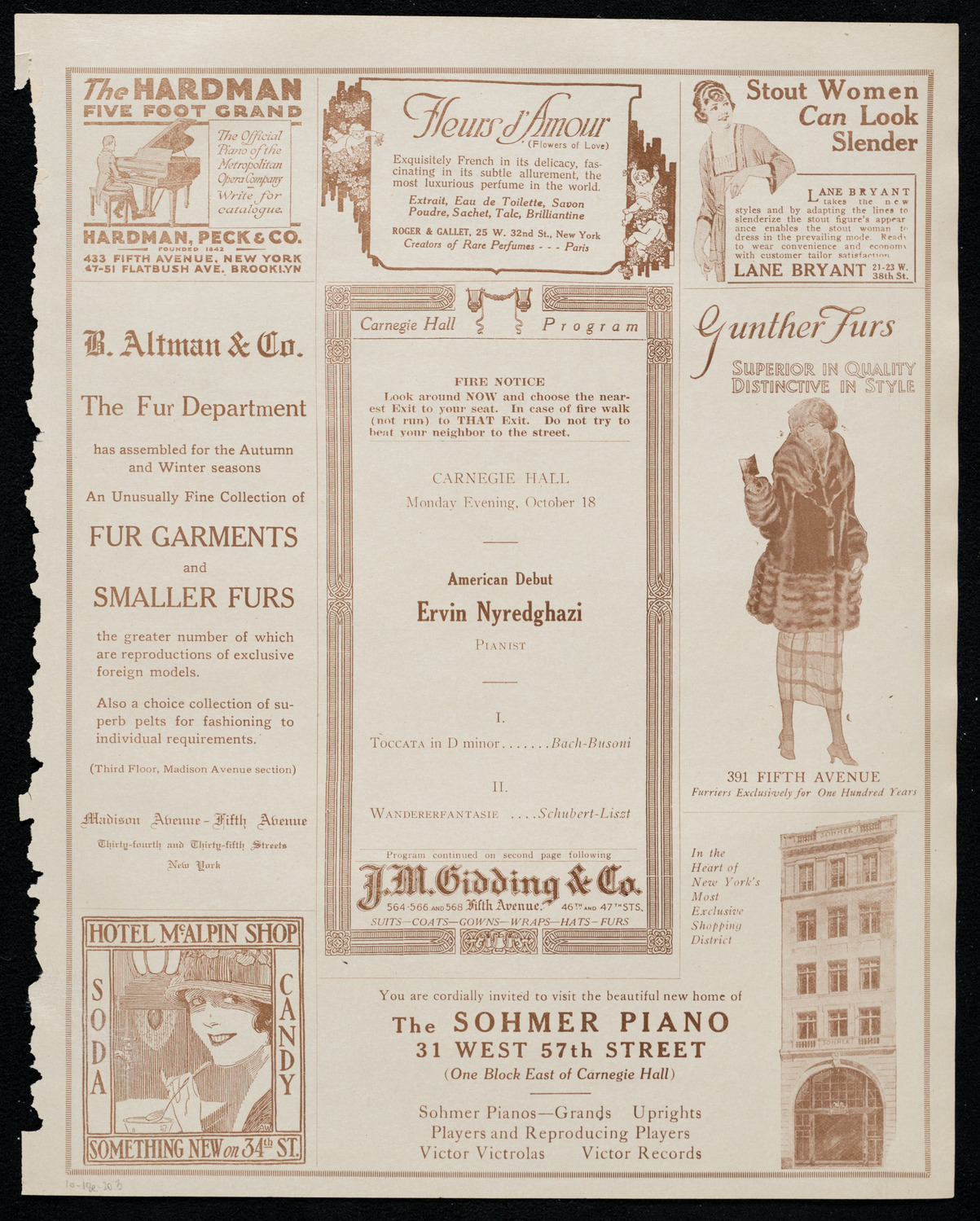 Ervin Nyiregyházi, Piano, October 18, 1920, program page 5