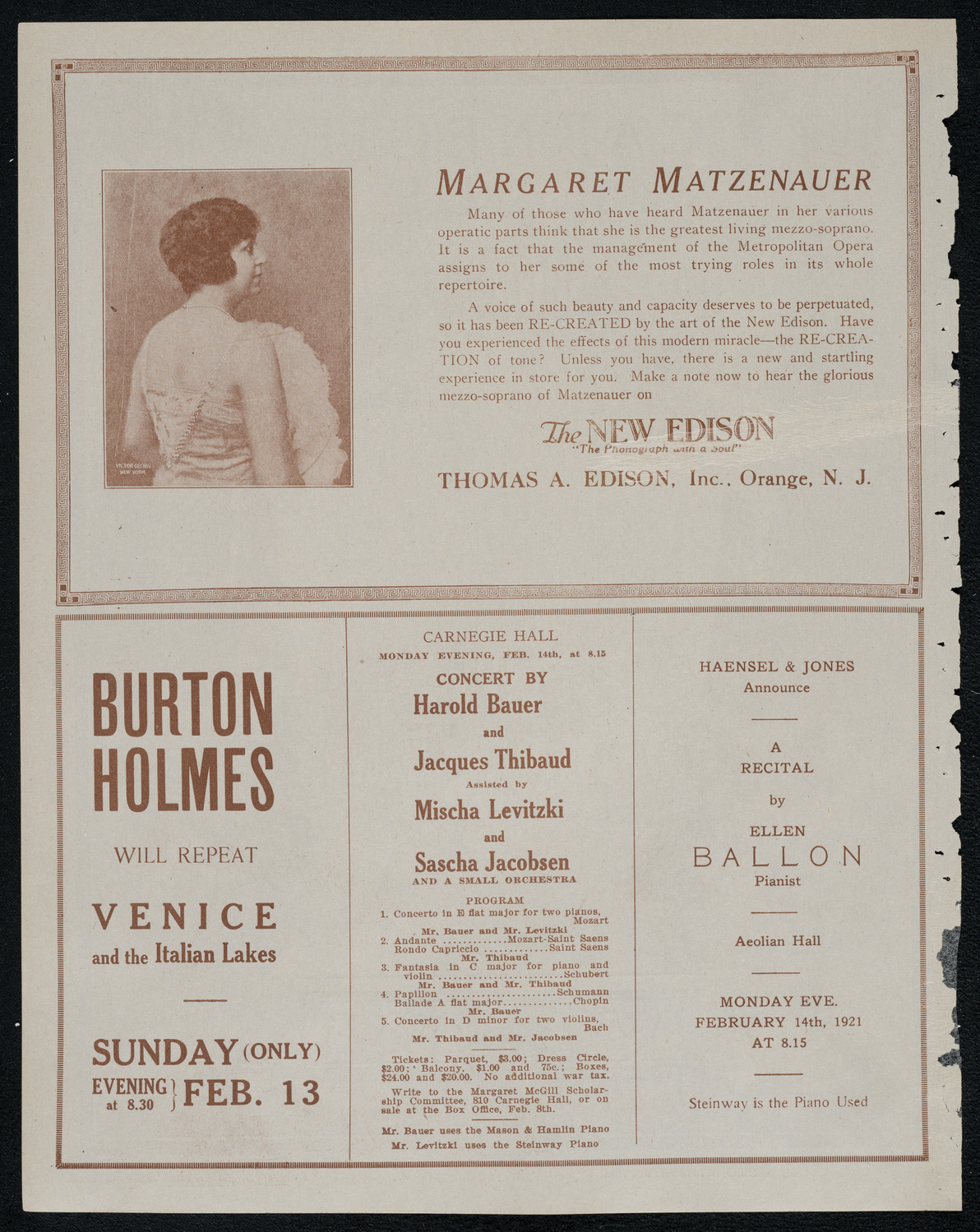 National Symphony Orchestra, February 7, 1921, program page 2