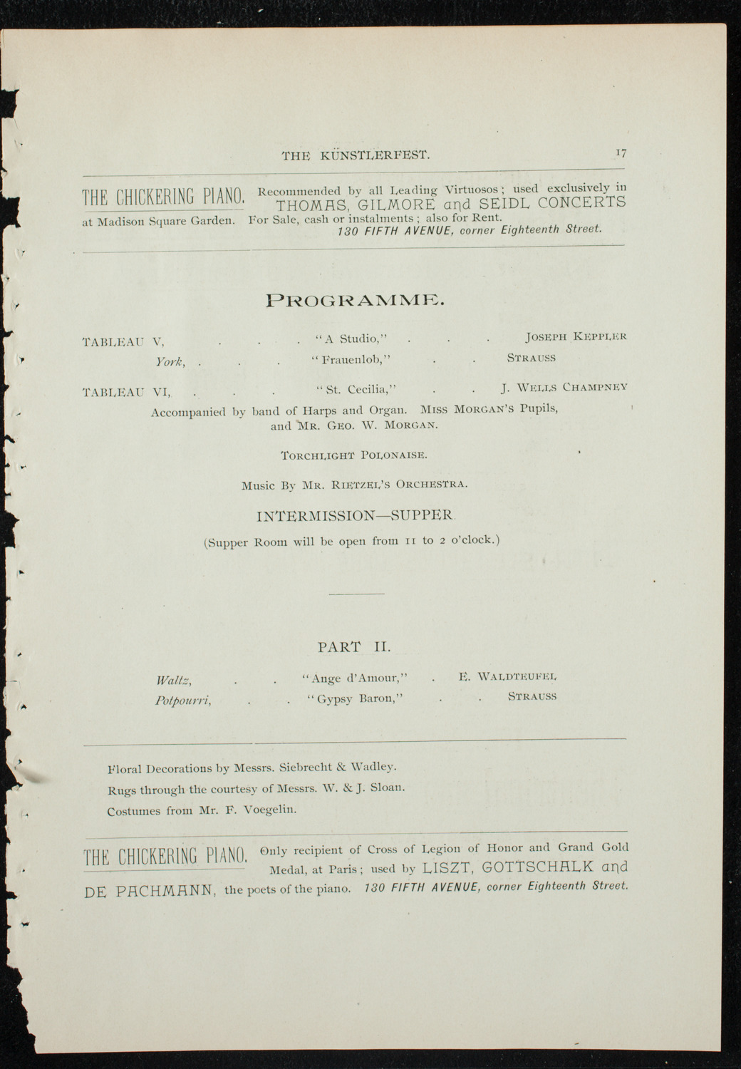 Künstlerfest, December 3, 1891, program page 19