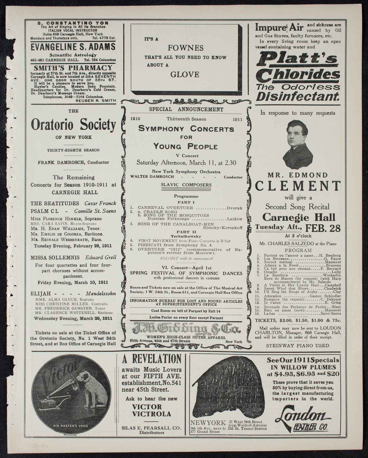 Boston Symphony Orchestra, February 23, 1911, program page 9