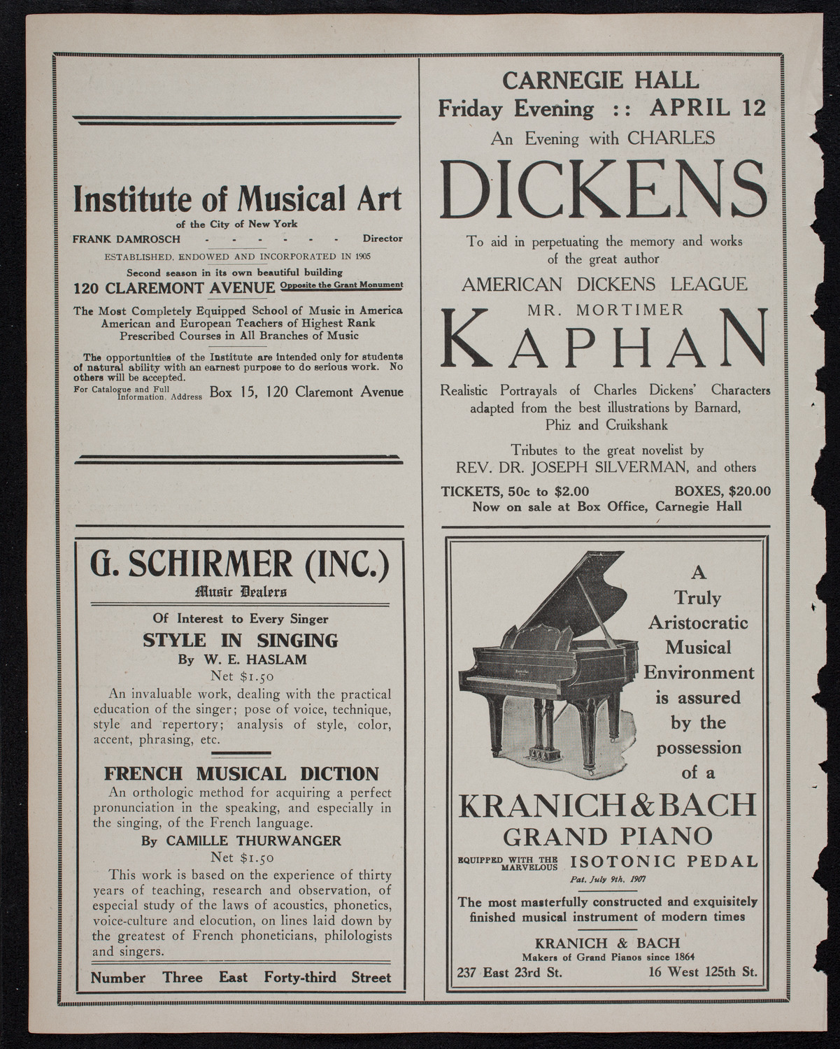 New York Philharmonic, March 15, 1912, program page 6