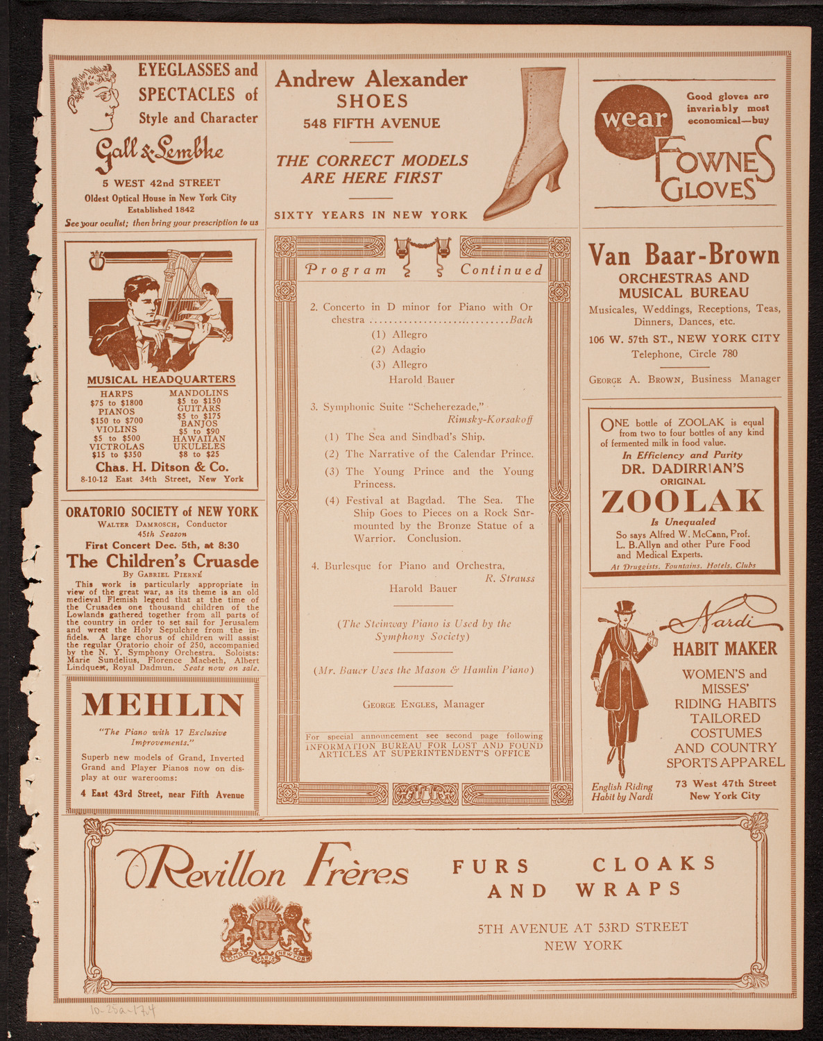 New York Symphony Orchestra, October 25, 1917, program page 7