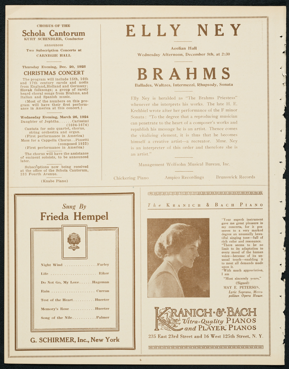 New York Philharmonic, November 25, 1923, program page 6