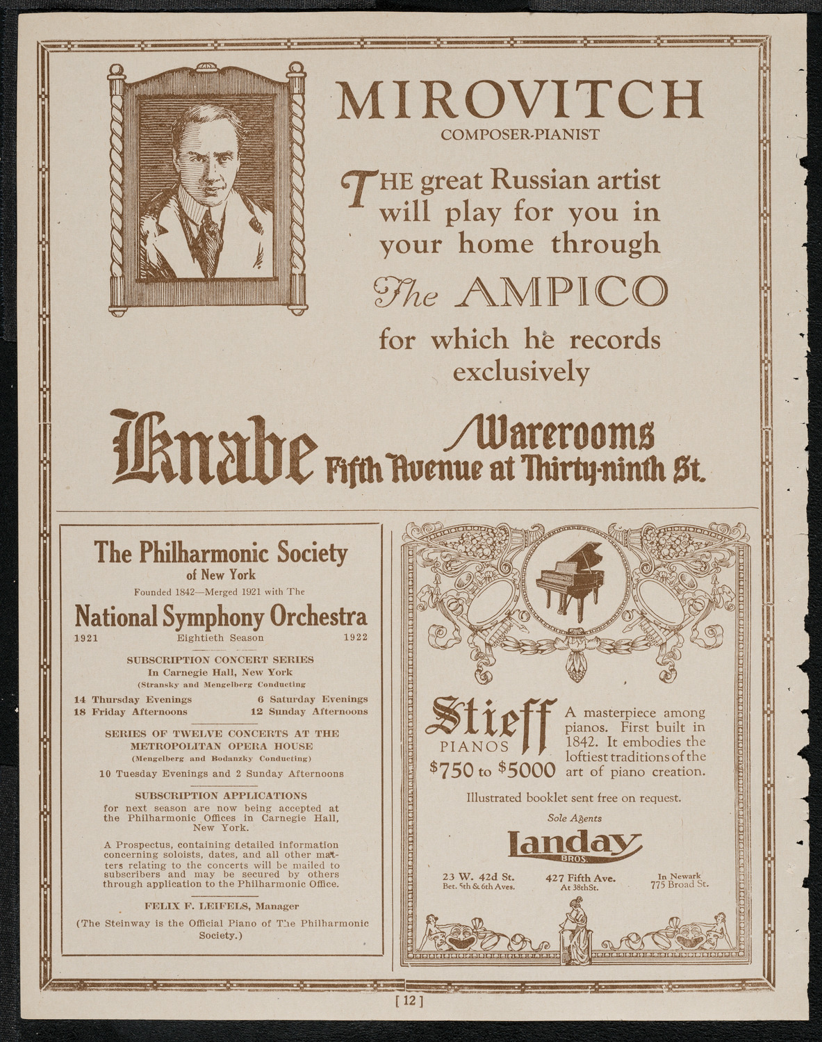 Josef Rosenblatt, Tenor and Mana Zucca, Composer and Pianist, April 27, 1921, program page 12