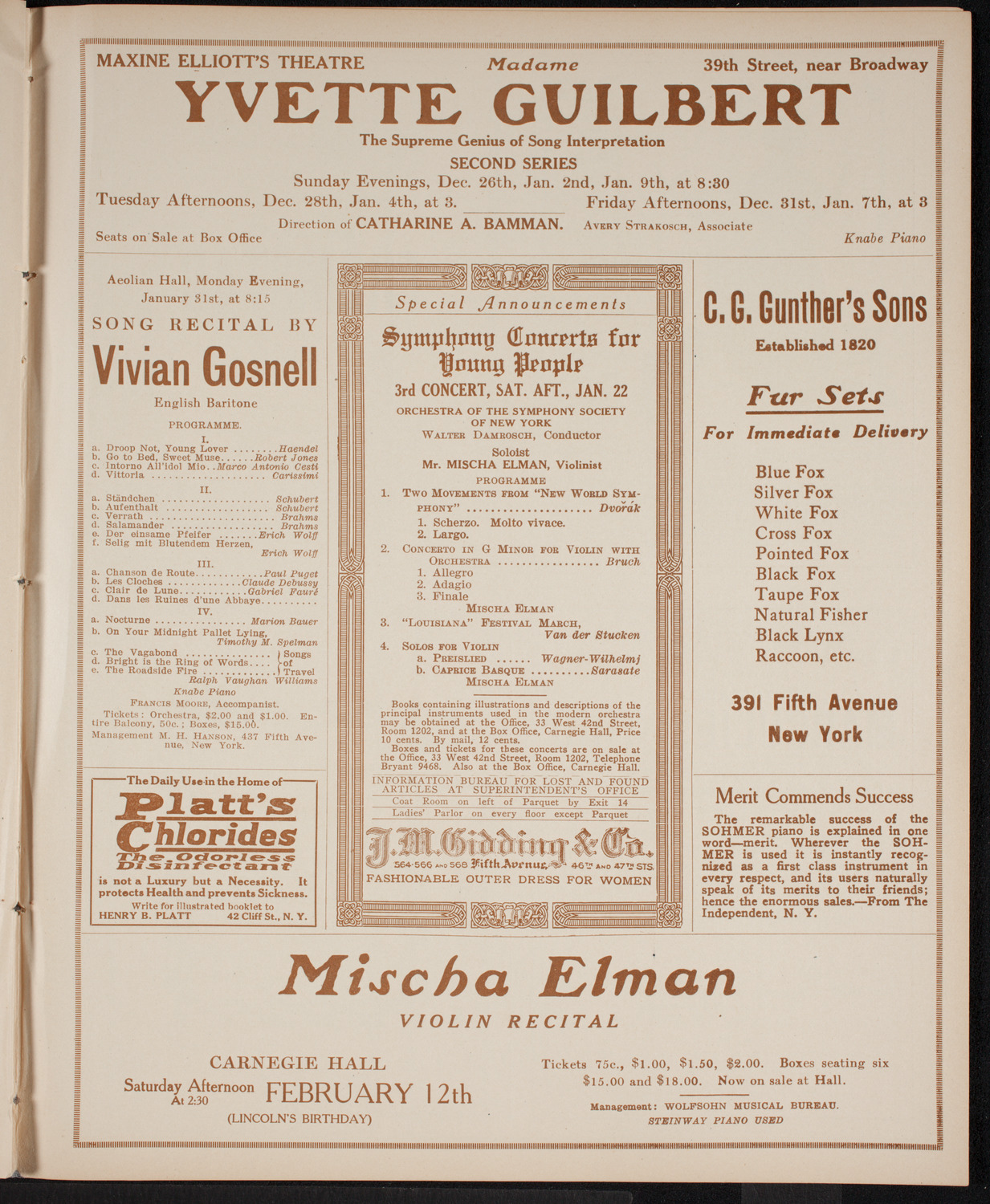 Fritz Kreisler, Violin, January 1, 1916, program page 9