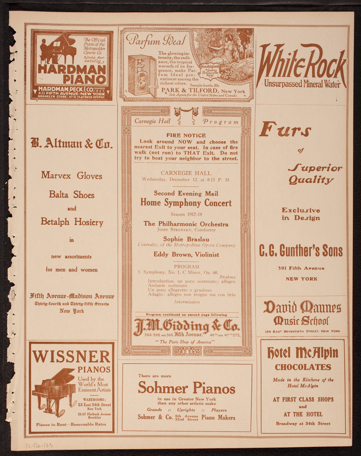 Home Symphony Concert: New York Philharmonic, December 12, 1917, program page 5