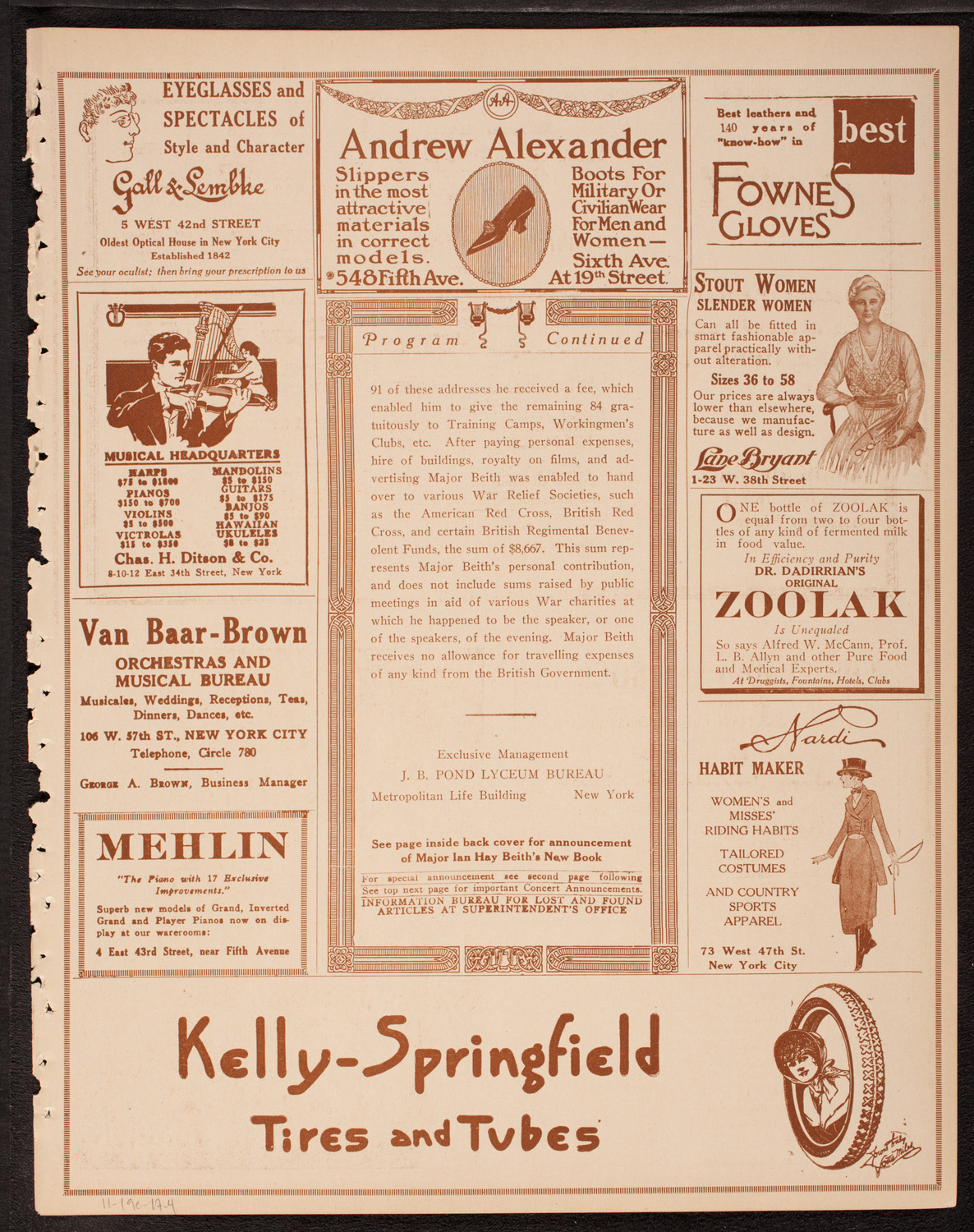 Lecture by Ian Hay, November 19, 1917, program page 7