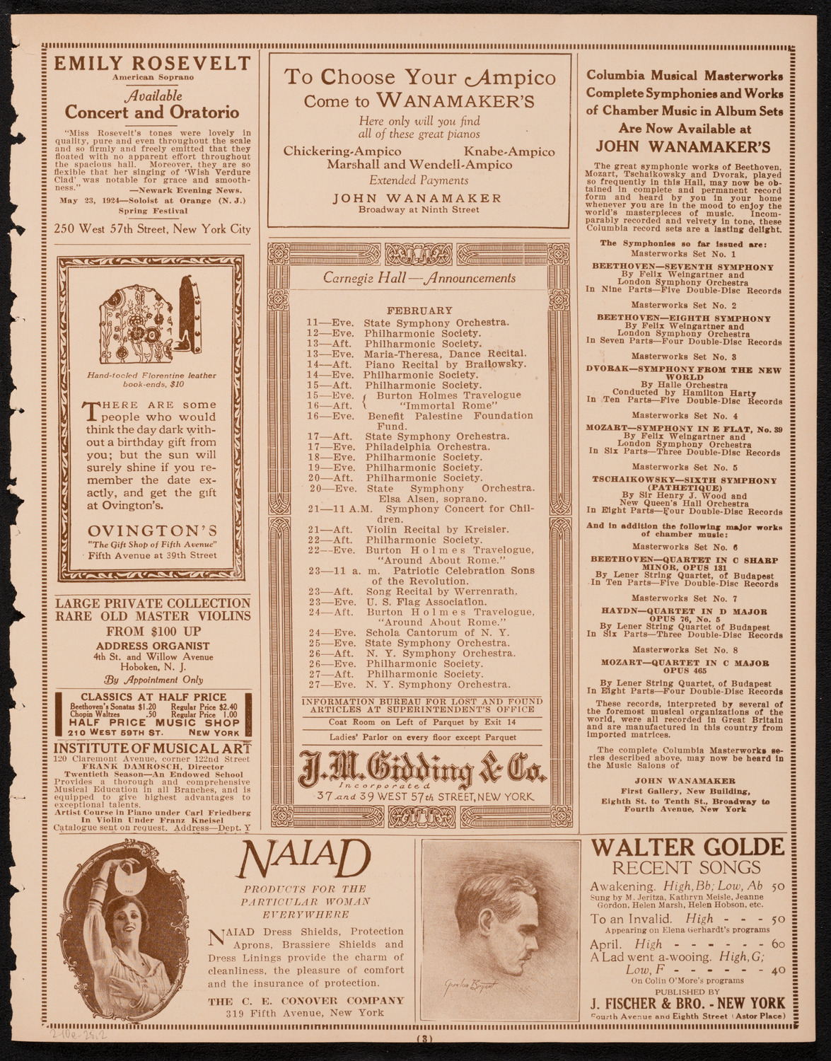 Frieda Hempel, Soprano, February 10, 1925, program page 3