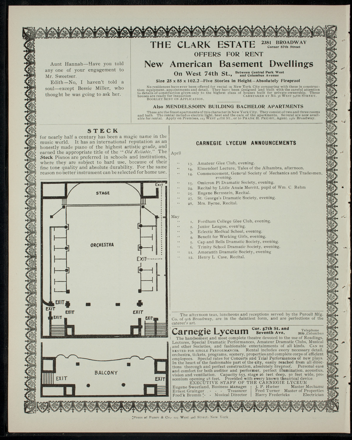 Elmendorf Lecture: Tales of the Alhambra, April 13, 1905, program page 4