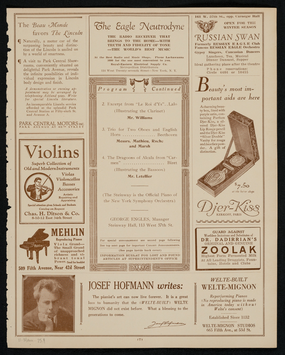 Symphony Concert for Young People, November 14, 1925, program page 7