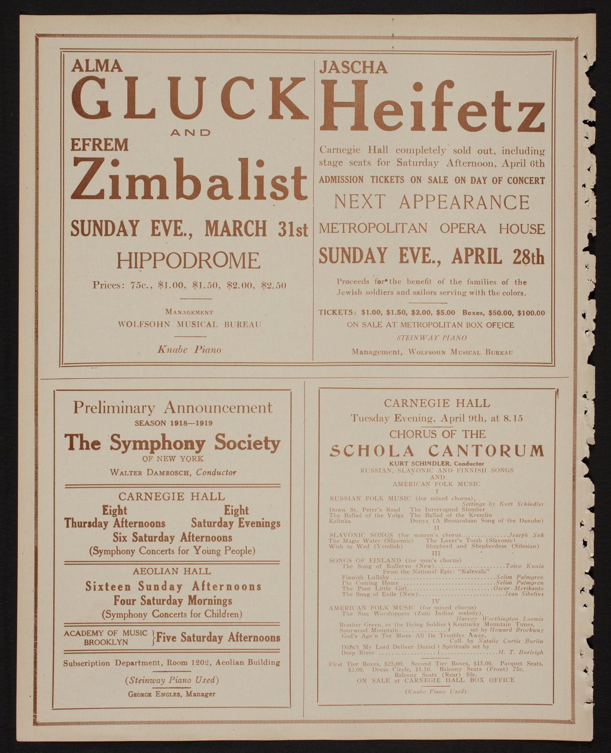 Oratorio Society of New York, March 28, 1918, program page 8