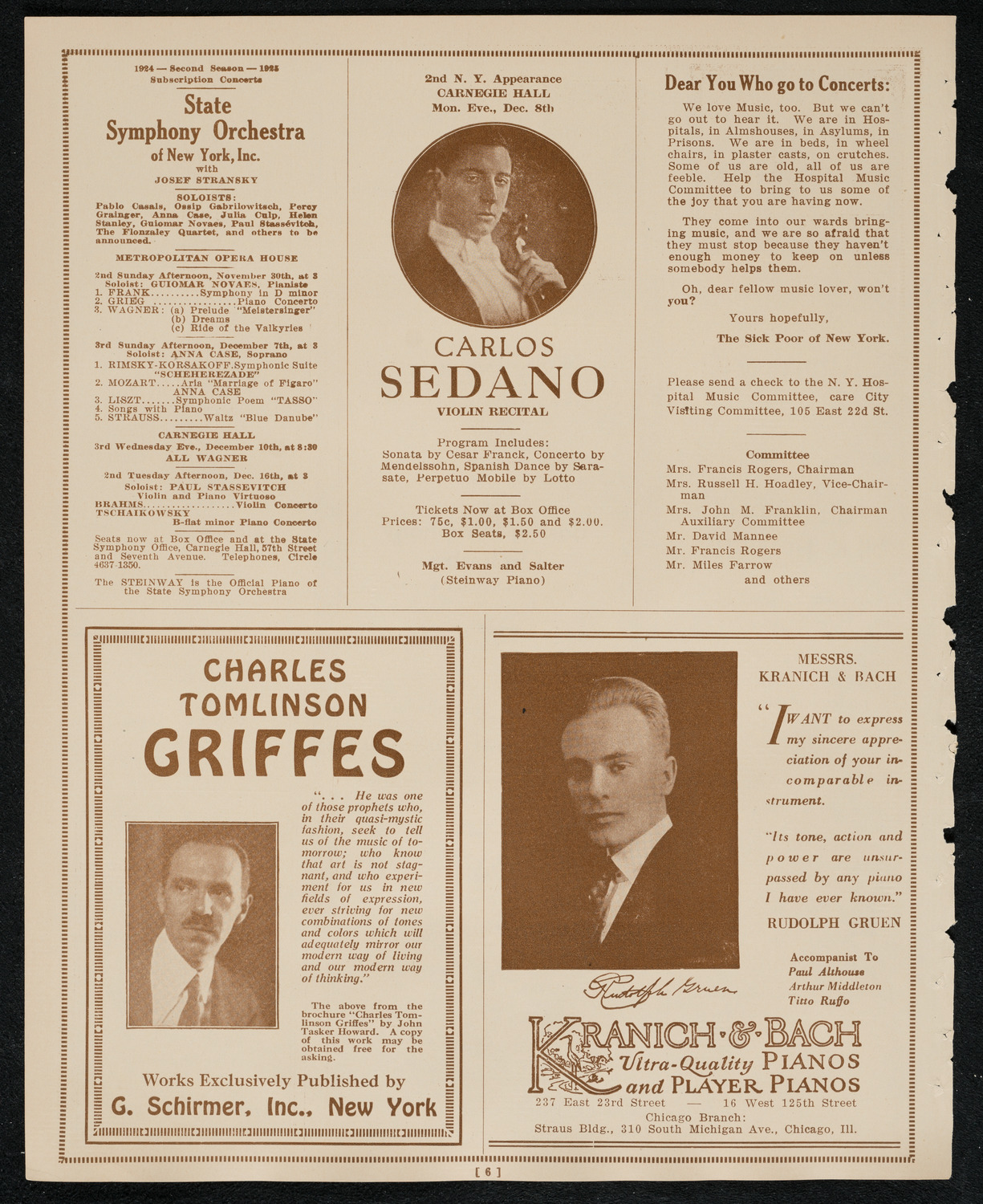 Boston Symphony Orchestra, November 29, 1924, program page 6