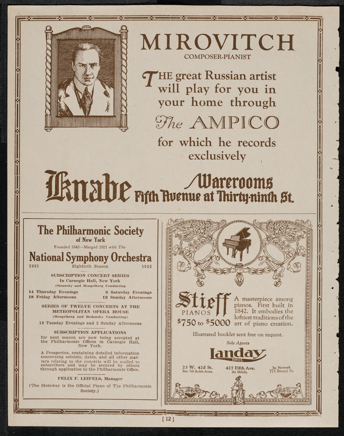 National Symphony Orchestra, April 29, 1921, program page 12