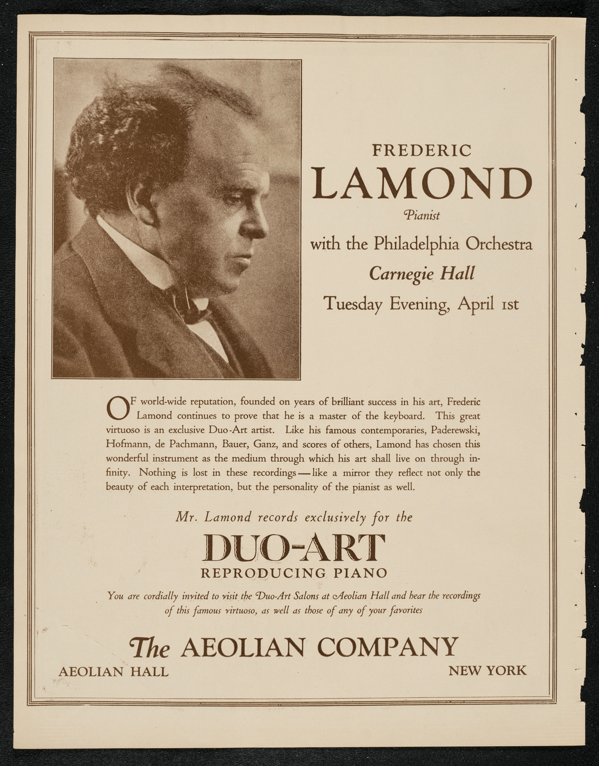 Moriz Rosenthal, Piano, March 29, 1924, program page 2