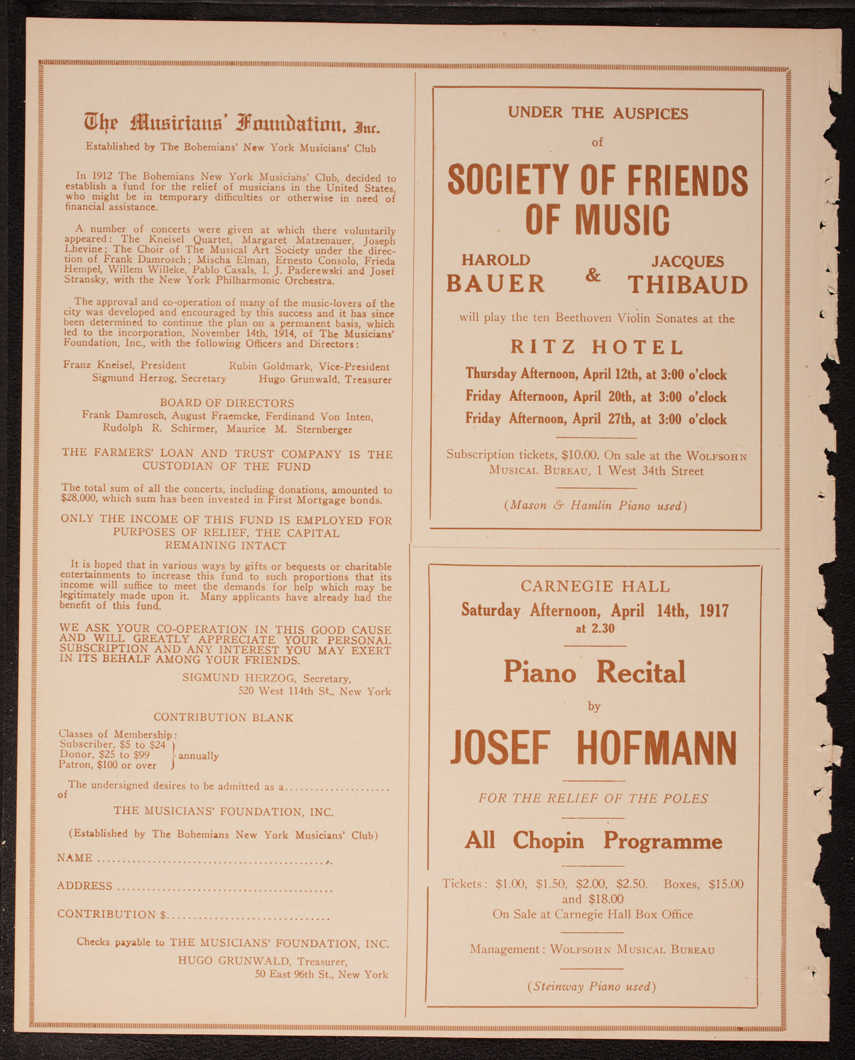 Boston Symphony Orchestra, March 17, 1917, program page 10