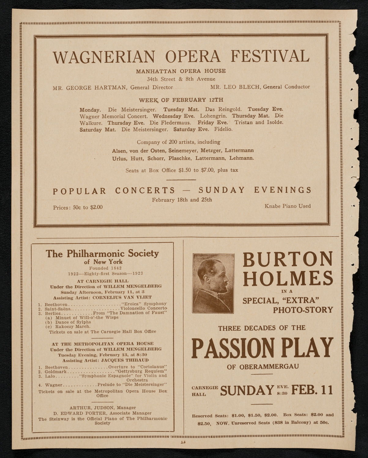 Sigrid Onégin, Contralto, February 10, 1923, program page 12