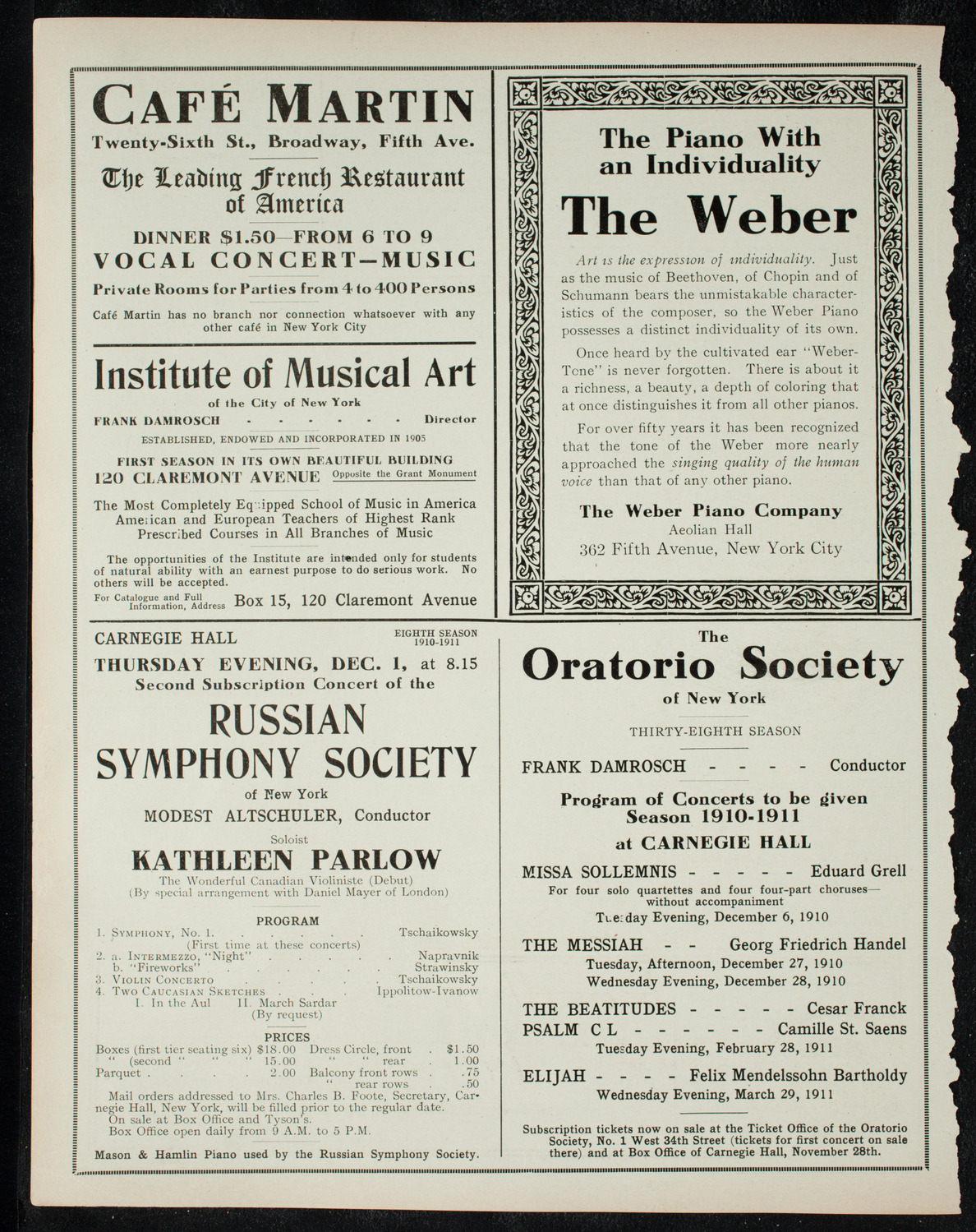 New York Philharmonic, November 29, 1910, program page 6