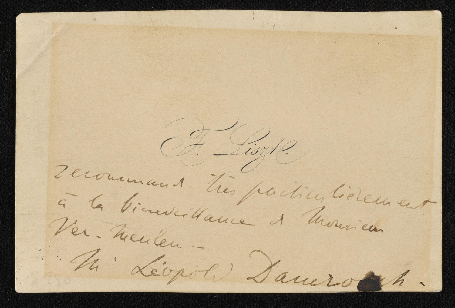 Franz Liszt calling card, 1860