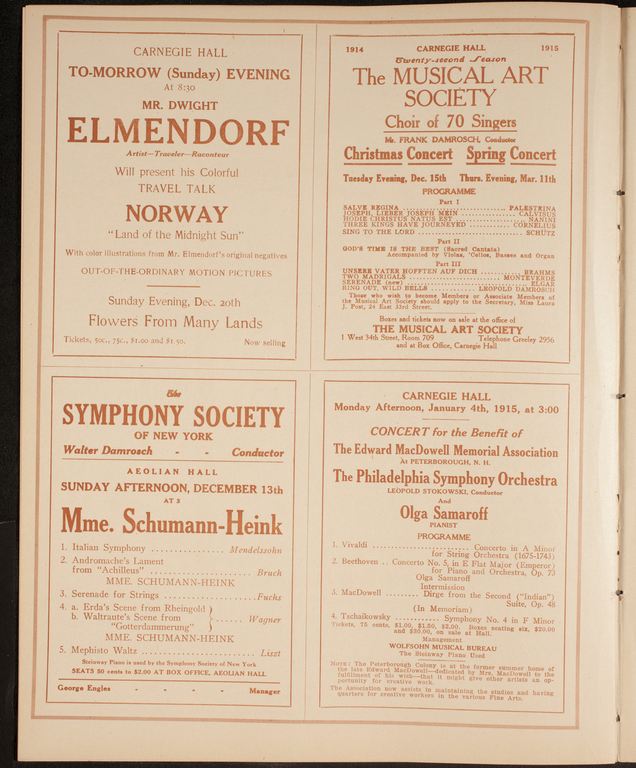 Fritz Kreisler, Violin, December 12, 1914, program page 8