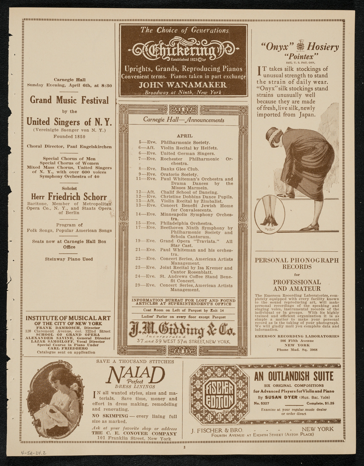 Boston Symphony Orchestra, April 5, 1924, program page 3