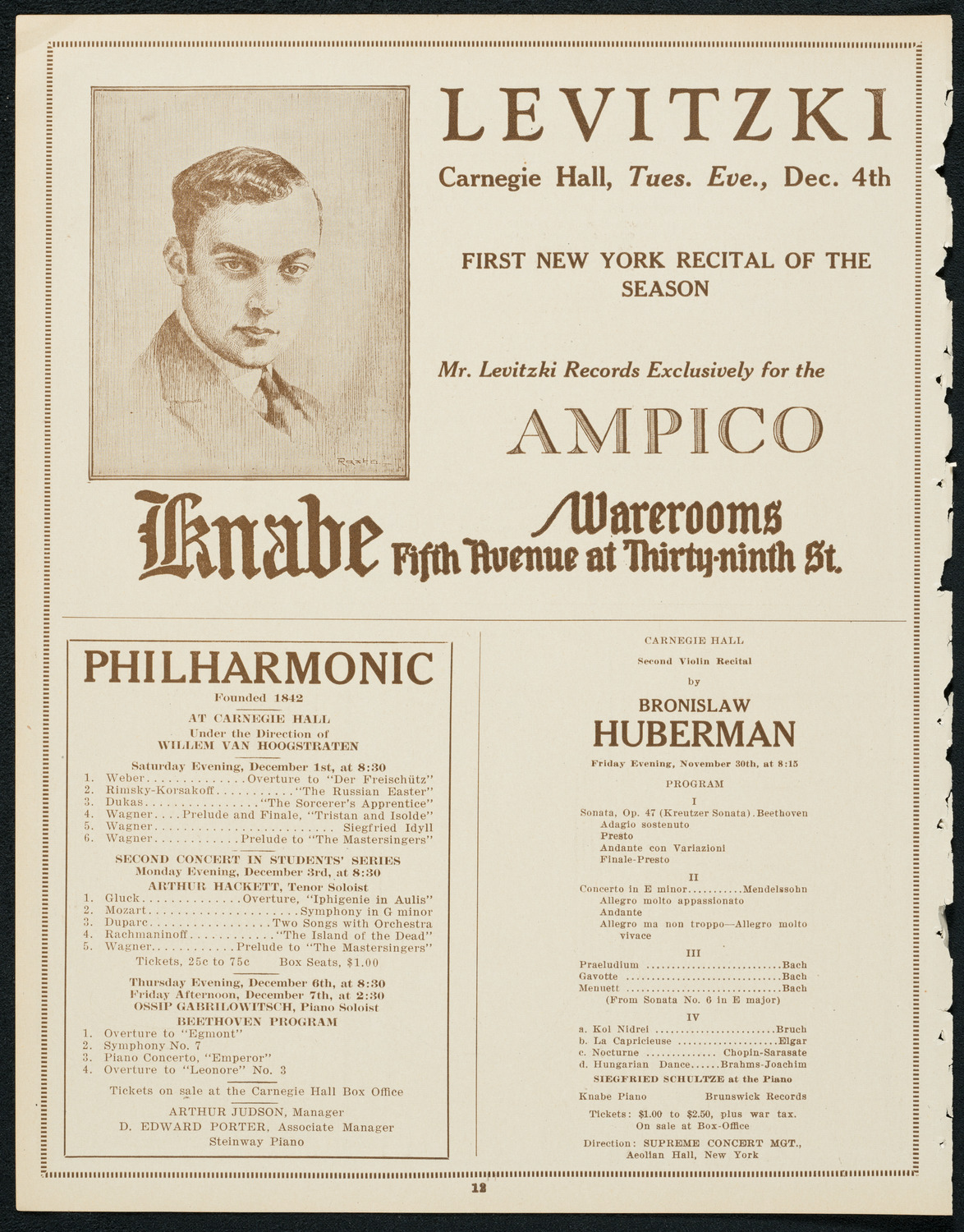 Boston Symphony Orchestra, November 29, 1923, program page 12